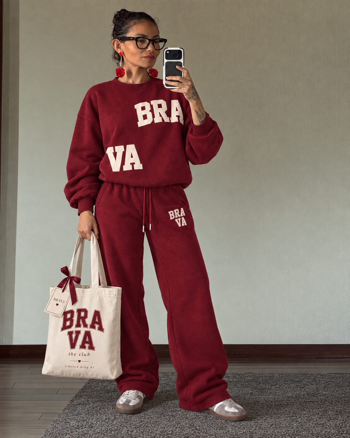 BRAVA CLUB SET Burgundy con tote bag