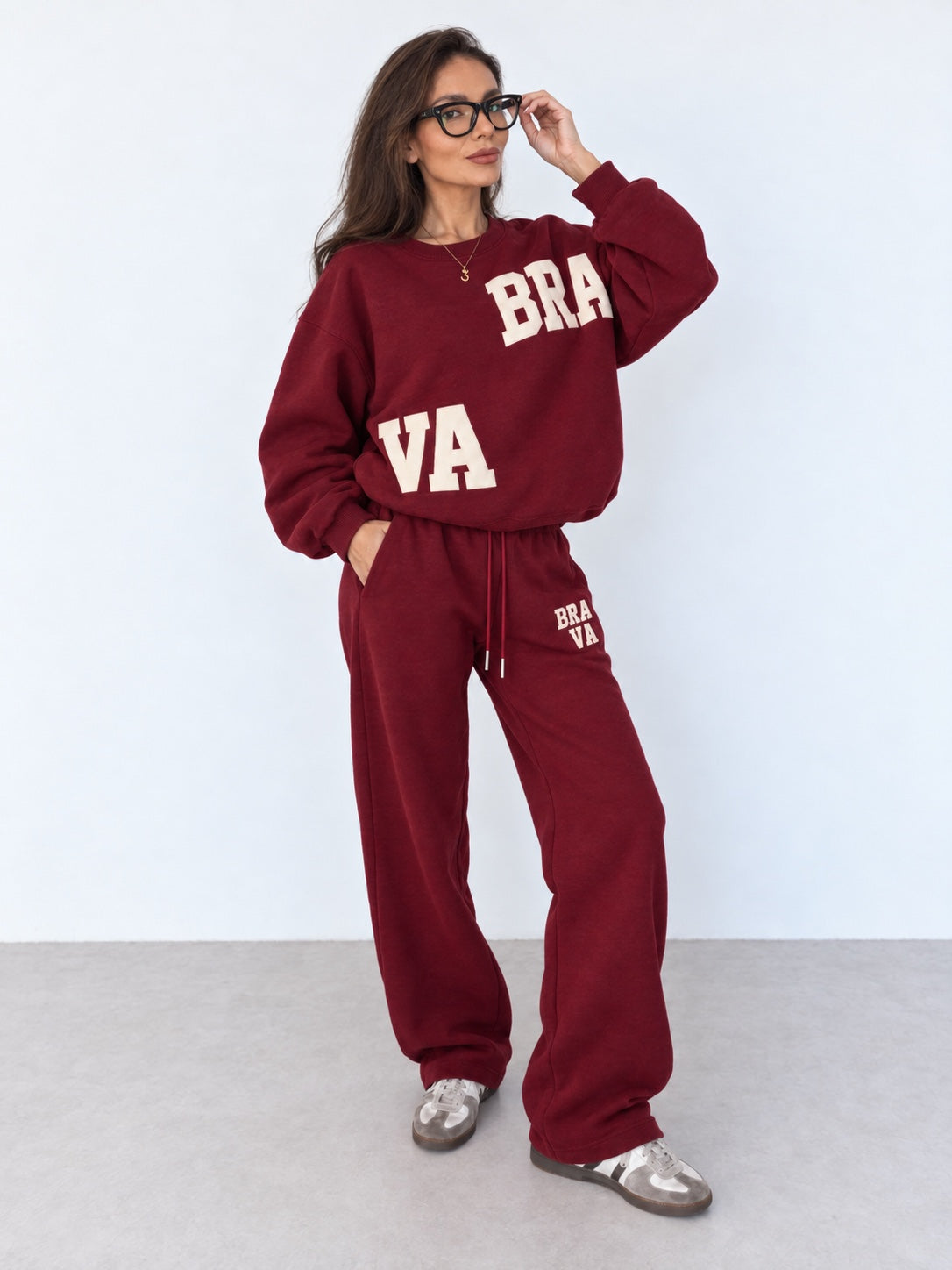 BRAVA CLUB SET Burgundy - conjunto borgoña oversized