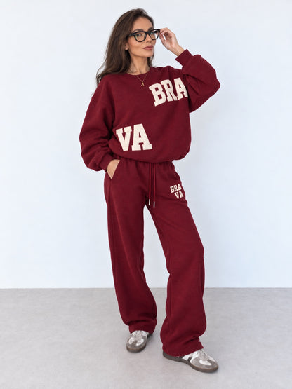 BRAVA CLUB SET Burgundy - conjunto borgoña oversized