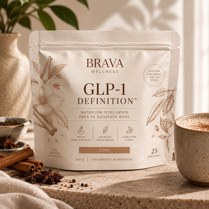 BRAVA Wellness GLP-1 DEFINITION Chai, nutrición funcional en polvo